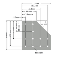 41-160-1SS MODULAR SOLUTIONS TIE PLATE 180MM X 180MM X 6MM ANGLED WITH STAINLESS STEEL HARDWARE